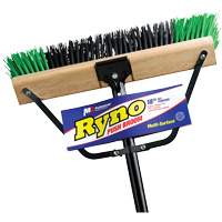 Ryno Push Broom with Braced Handle, 18", Stiff, PVC Bristles JN064 | Pronet Distribution