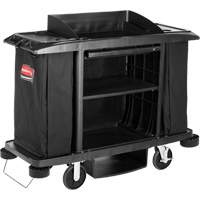 Executive Full-Size Housekeeping Cart, 60" x 22" x 50", Plastic, Black JO351 | Pronet Distribution