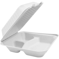 Compostable Hinged Food Containers with Compartments, Bagasse, Square JP905 | Pronet Distribution