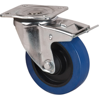 Roulette bleue, Pivotant avec frein, 5" (127 mm), Caoutchouc, 400 lb (181 kg) ML345 | Pronet Distribution