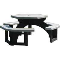 Tables de pique-nique hexagonales en plastique recyclé, 78" lo x 78" la, Gris NJ131 | Pronet Distribution