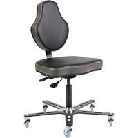 Chaise ergonomique à inclinaison réglable Vega<sup>MC</sup>, Mobile, Ajustable, Vinyle Siège, Noir/gris OP508 | Pronet Distribution