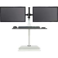 Soar™ Sit/Stand Electric Desk with Dual Monitor Arm, Desktop Unit, 37-1/4" H x 27-3/4" W x 22" D, White OQ926 | Pronet Distribution