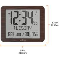 Horloge murale étroite à réglage automatique avec calendrier complet, Numérique, À piles, Noir OR496 | Pronet Distribution