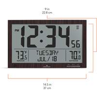 Horloge à réglage automatique à calendrier complet avec de très grands caractères, Numérique, À piles, Brun OR498 | Pronet Distribution