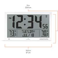Horloge à réglage automatique à calendrier complet avec de très grands caractères, Numérique, À piles, Blanc OR500 | Pronet Distribution
