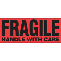 "Fragile Handle with Care" Special Handling Labels, 5" L x 2" W, Black on Red PB419 | Pronet Distribution