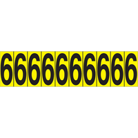 Repères adhésifs à chiffres individuels, 6, 1-15/16" h, Noir sur jaune SC837 | Pronet Distribution
