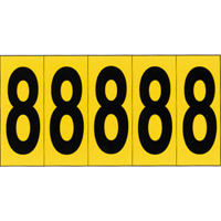 Repères adhésifs à chiffres individuels, 8, 3-7/8" h, Noir sur jaune SC849 | Pronet Distribution