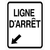 Enseigne enroulable de circulation « Ligne d'Arrêt », 23-3/5" x 29-1/2", Vinyle, Français avec pictogramme SDP373 | Pronet Distribution