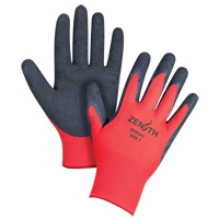 Gants enduits à prise crêpée noir & rouge, 7/Petit, Rêvetement Latex de caoutchouc, Calibre 13, Enveloppe en Polyester SFM541 | Pronet Distribution