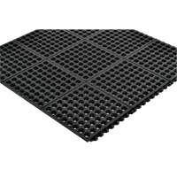 Cushion-Ease<sup>®</sup> 550 Interlocking Anti-Fatigue Mat, Slotted, 3' x 3' x 3/4", Black, Rubber SGX886 | Pronet Distribution