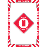 Trousse de marquage du sol «?Red Tag Holding Area?» (zone de stockage des étiquettes rouges), Adhésif, Anglais avec pictogramme SGY033 | Pronet Distribution