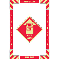Trousse de marquage du sol «?Fire Exit?» (sortie de secours), Adhésif, Anglais avec pictogramme SGY038 | Pronet Distribution