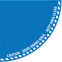 Signalisation au sol «?Caution?» (attention) pour porte battante en quart de cercle, Adhésif, Anglais avec pictogramme SGY045 | Pronet Distribution