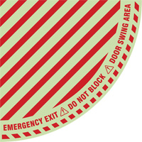 Signalisation au sol «?Emergency Exit?» (sortie de secours) pour porte battante en quart de cercle, Adhésif, Anglais avec pictogramme SGY047 | Pronet Distribution