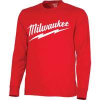 Chandail à manches longues très résistant avec logo Milwaukee<sup>MD</sup>, Hommes, Petit, Rouge SHC495 | Pronet Distribution