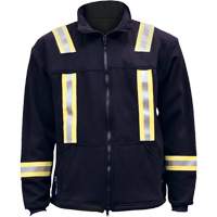 Flame Resistant Striped Full Zip Fleece Jacket, Small, Navy Blue SHG734 | Pronet Distribution