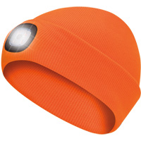 Tuque en tricot avec lampe frontale à DEL, Doublure en Molleton, Taille unique, Orange haute visibilité SHH570 | Pronet Distribution
