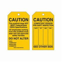 Scaffold Safety Tags, Polyester, 4" W x 7" H, English SX426 | Pronet Distribution
