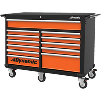 Armoire roulante, 12 tiroirs, 53" la x 24" p x 41" h, Noir/Orange TER180 | Pronet Distribution
