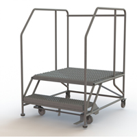 Mobile Work Platform, Steel, 2 Steps, 20" H, 36" D, 36" Step, Serrated VC596 | Pronet Distribution