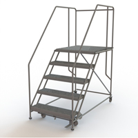 Mobile Work Platform, Steel, 5 Steps, 50" H, 36" D, 36" Step, Serrated VC599 | Pronet Distribution