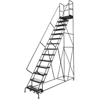 Deep Top Step Rolling Ladder, 14 Steps, 24" Step Width, 140" Platform Height, Steel VC778 | Pronet Distribution